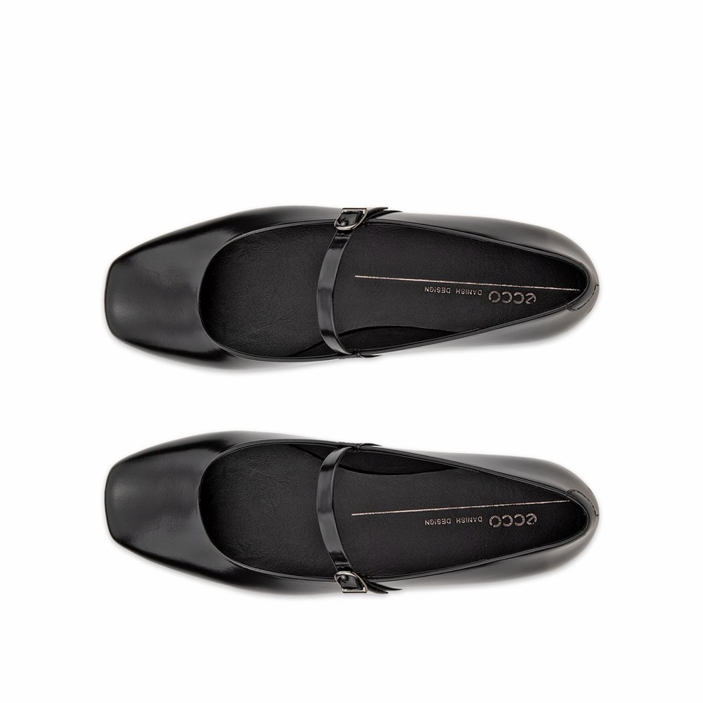 Ecco Black Leather Mary Jane Flats - Picture 4 of 12